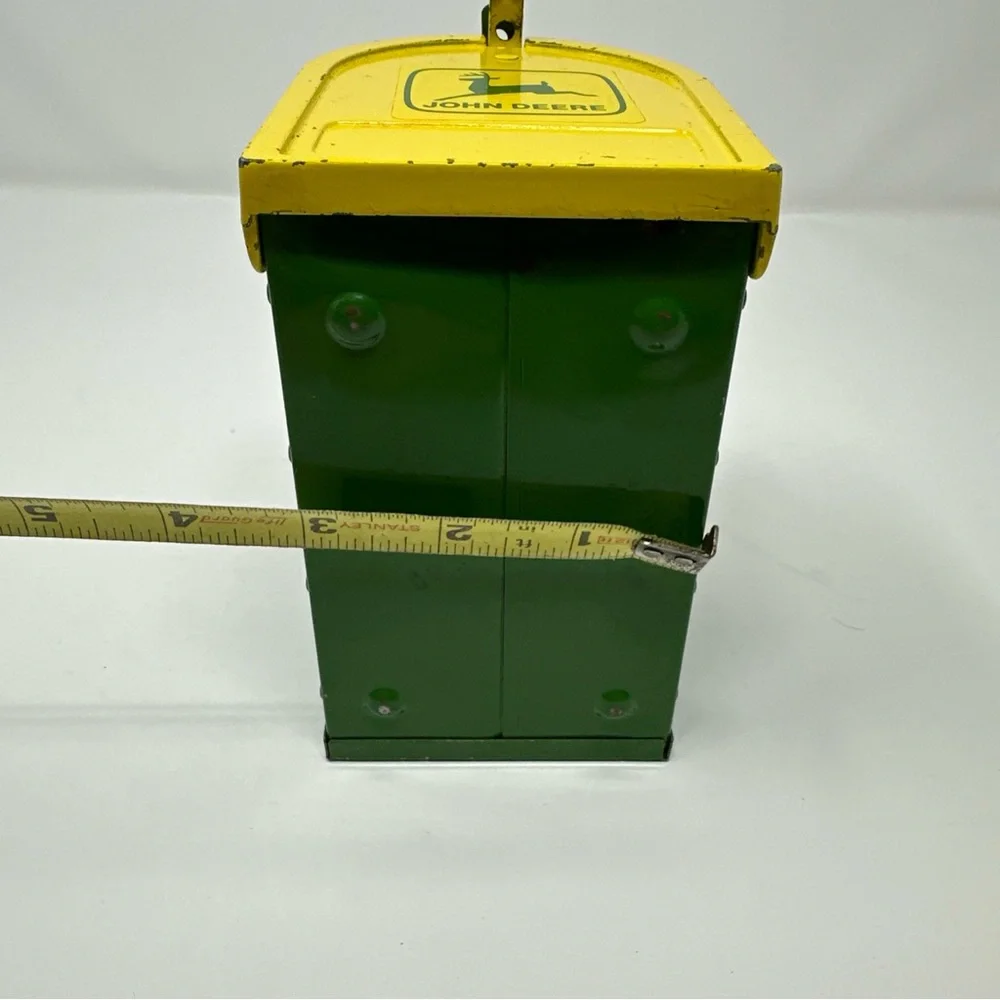 Vintage EUC John Deere green Mailbox Piggy Bank Farmhouse Tractor green yellow - Picture 10 of 11